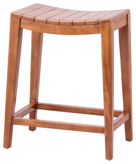 New Pacific Direct Elmo 26" Mango Wood Counter Stool in Brown/Amber