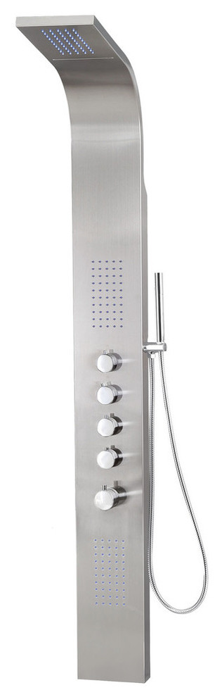 Stainless Steel Rainfall Shower Panel With Massage System, Jets and Handheld
