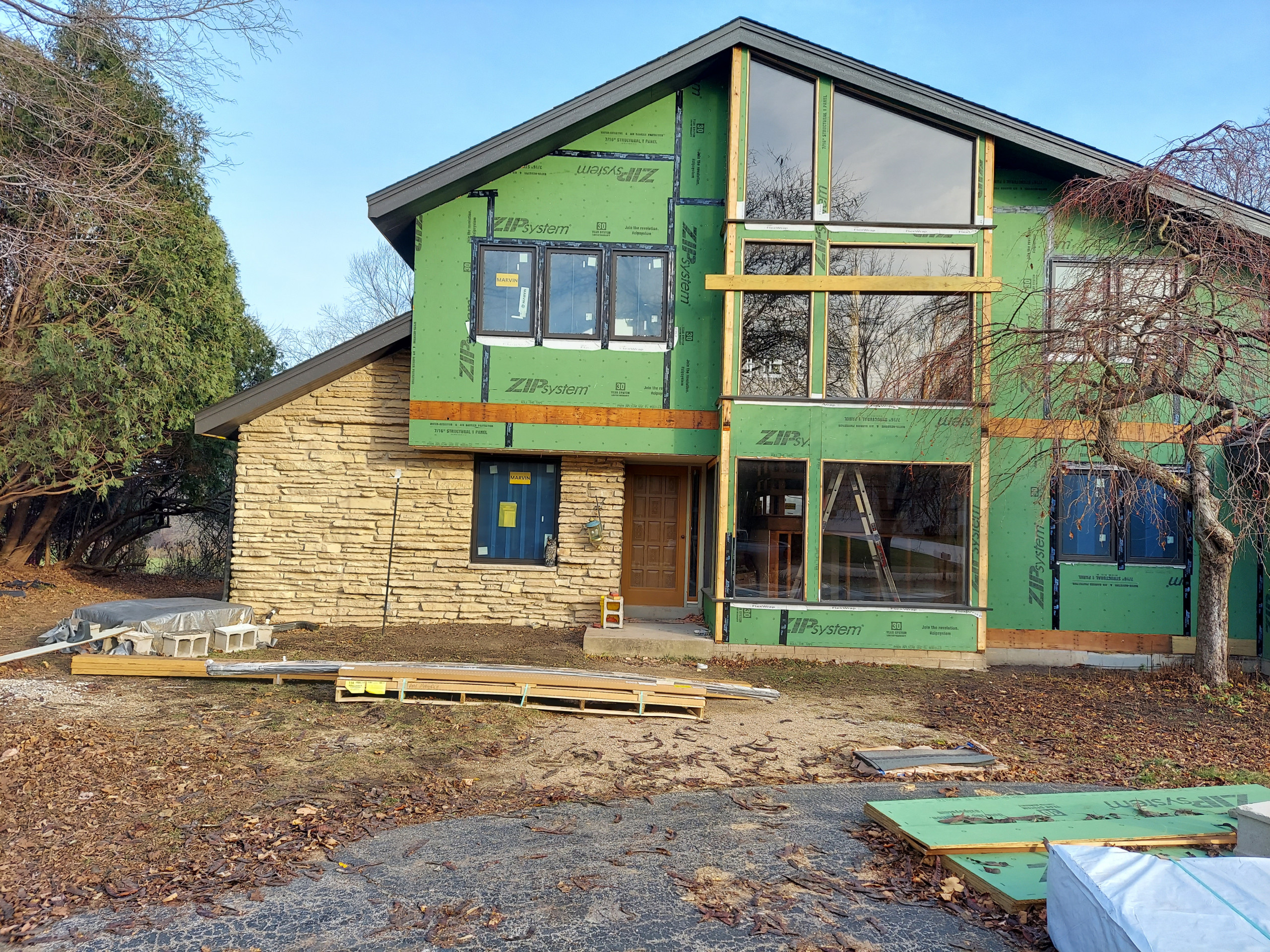 Mid-Century Front + Backyard Deck + Koi Pond Landscape - Mequon, WI