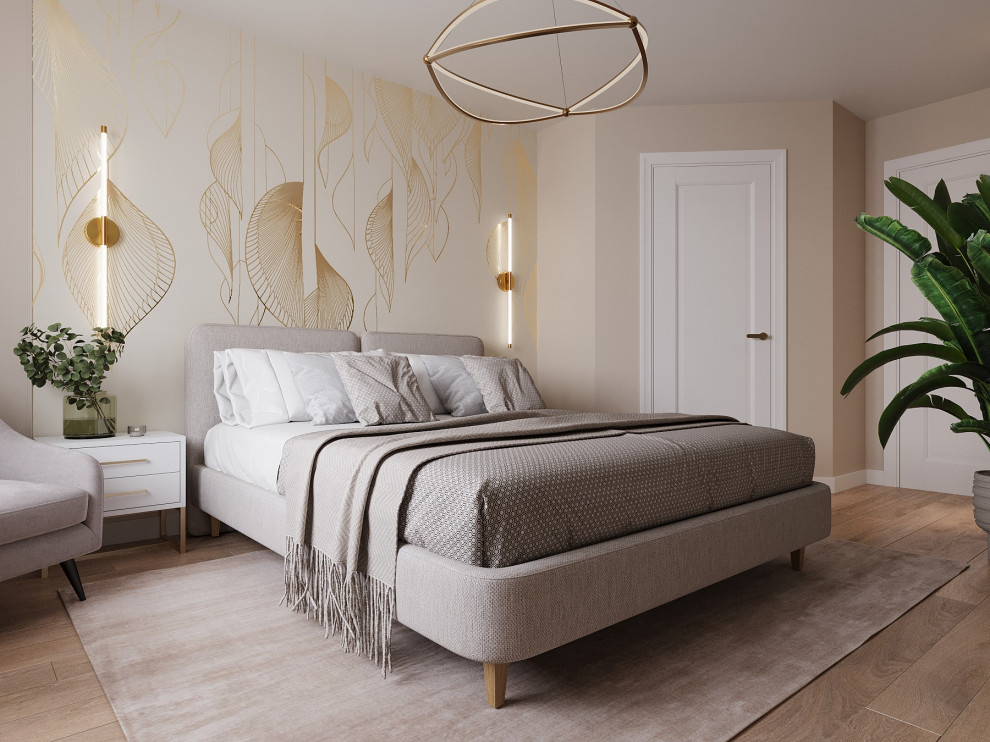 Бежевый в спальне .