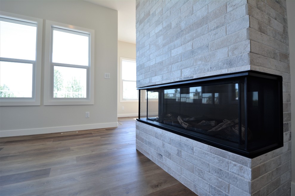Transitional home design photo in Calgary