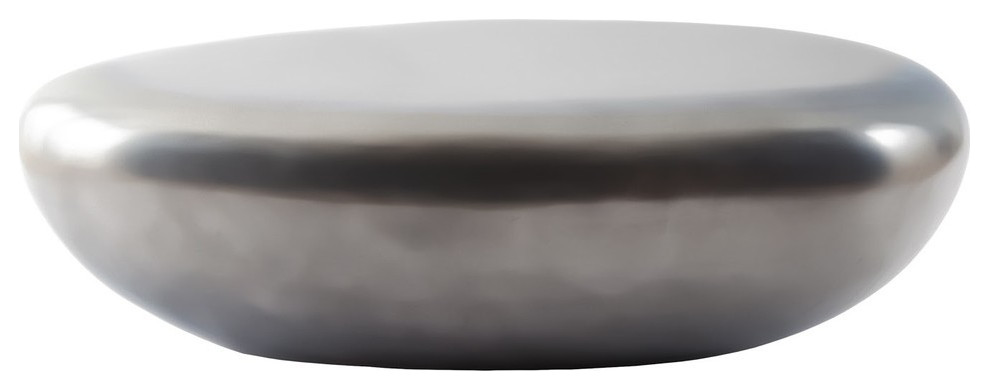 River Stone Coffee Table, Polished Aluminum, Large