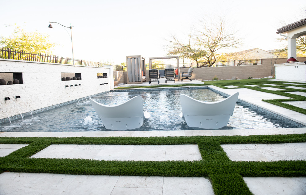 Fountain Hills AZ Contemporary pool, hardscape and landscape