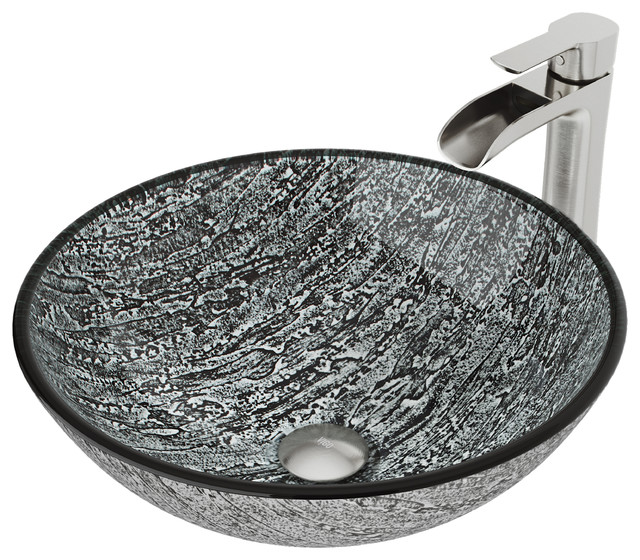 Vigo Titanium Glass Vessel Bathroom Sink And Niko Faucet Set