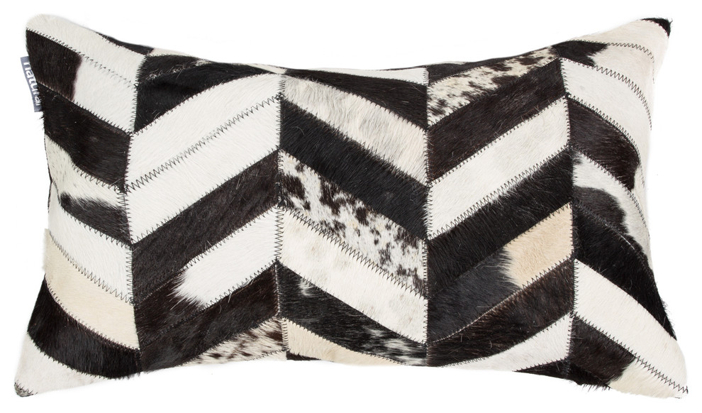 Torino Chevron Pillow, Black/Natural, 12"x20"