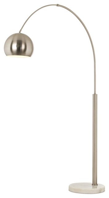 Basque 1 Light Floor Lamp Brushed Nickel And Steel Contemporary Basque 1 Light Floor Lamp Brushed Nickel And Steel