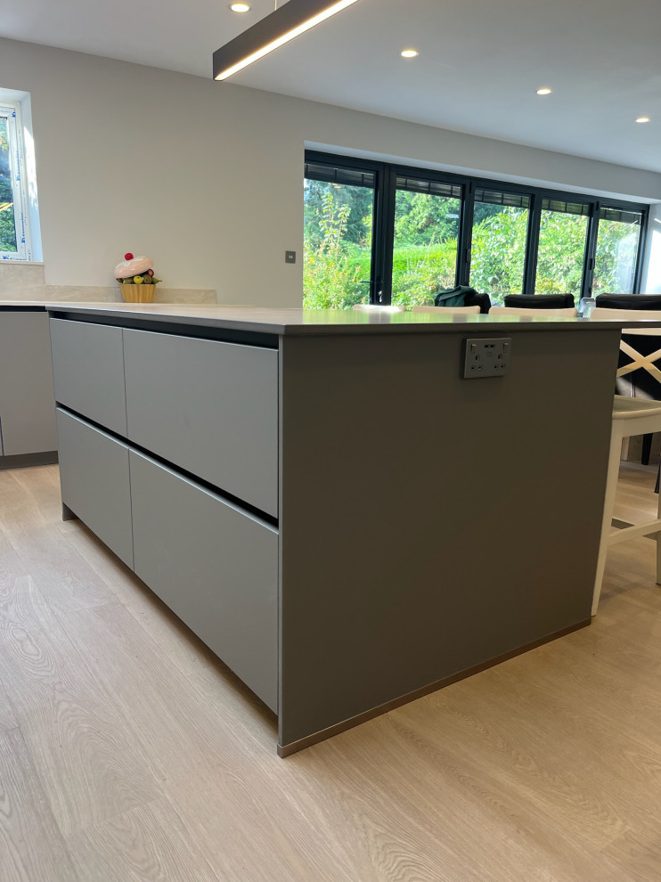 Easy Touch Taupe Modern Handleless Kitchen fitted in Solihull