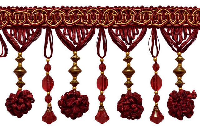 pillows and more Red Beaded fringe BY THE YARD For draperies
