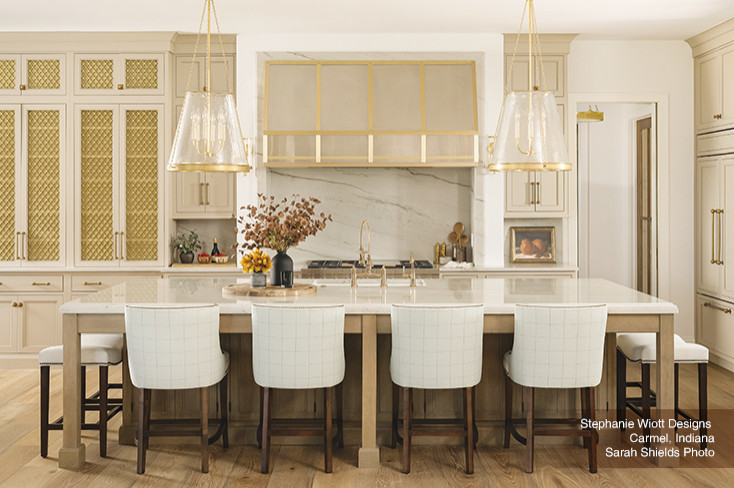 Luxe Family-Sized Kitchen with Off-White Inset Cabinetry