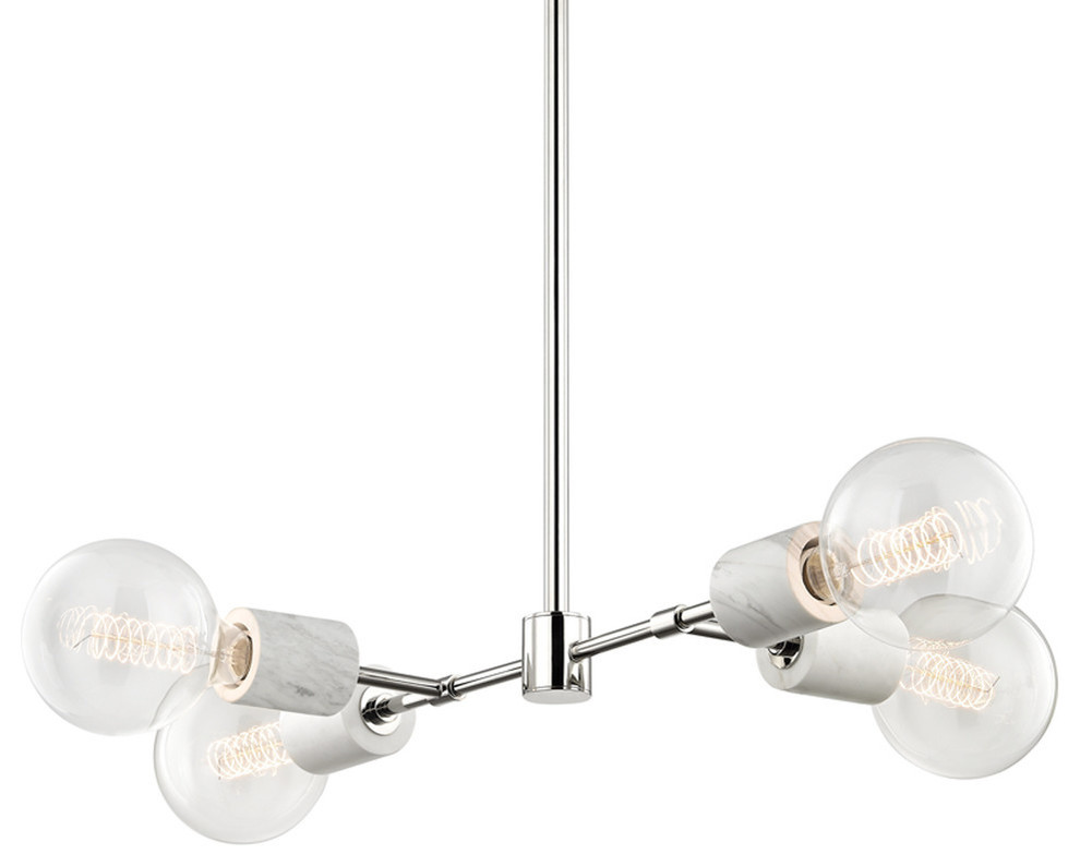Asime 4 Light Pendant in Polished Nickel