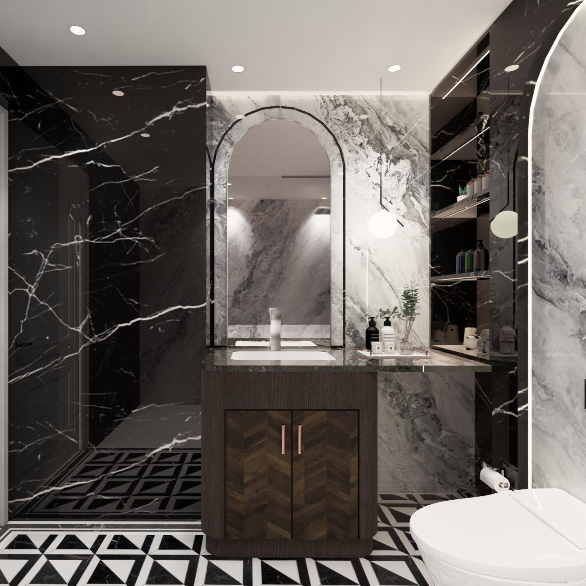 Sleek Monochrome Modern Bathroom in Mayfair