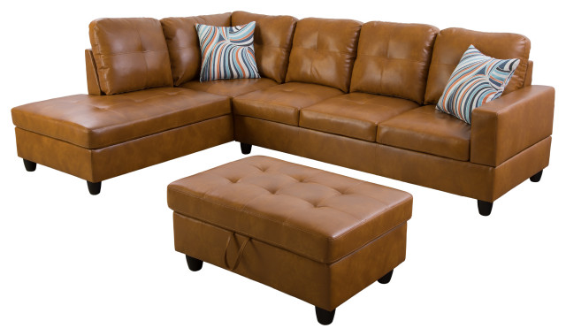 Contemporary Sectional Sofa With Chaise, Leather Sofa With Chaise Storage