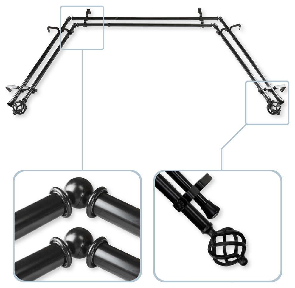 Twist Bay Window Double Curtain Rod Traditional Curtain Rods