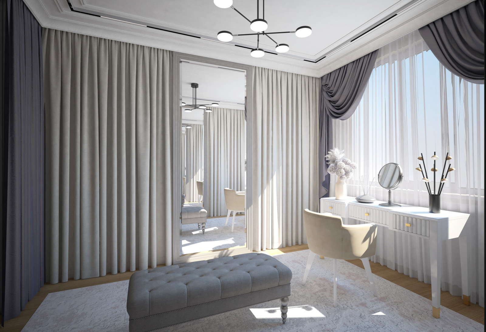 Гардеробная. Квартира в многоэтажном доме 160м2. 2 Варианта.