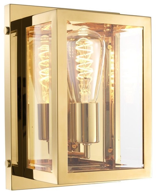 Gold Lantern Box Wall Light | Eichholtz Odeon, Gold, 8"Wx5"Dx11"H