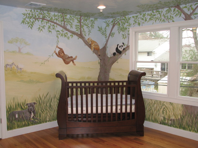 Safari Nursery Mural Traditional New York By Bella Safari Nursery Mural Traditional New York By Bella