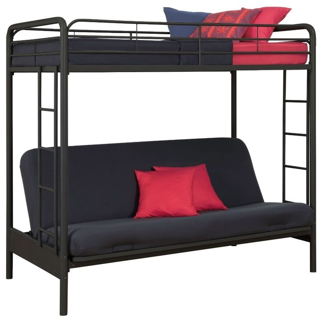 Twin Over Full Futon Bunk Bed Sleeper Sofa In Black Metal Twin Over Full Futon Bunk Bed Sleeper Sofa In Black Metal Contemporary Beds By Hilton Furnitures