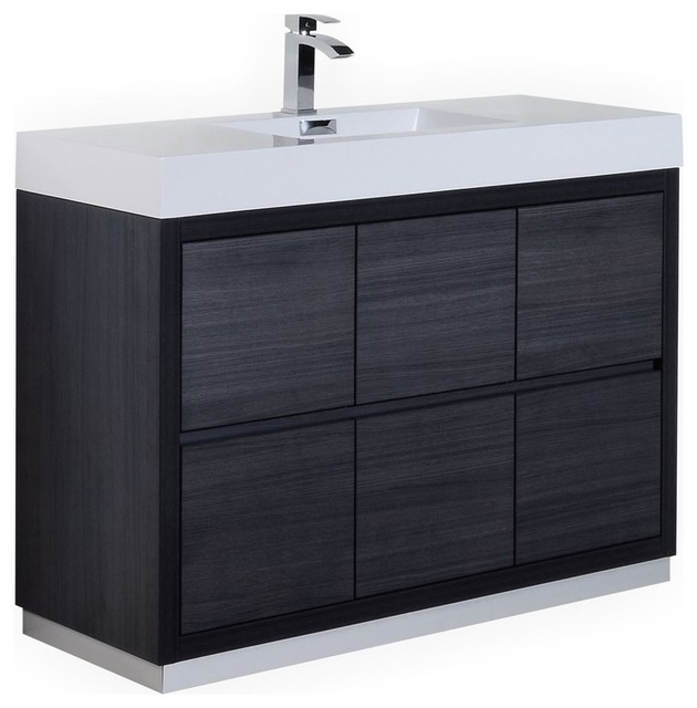 Bliss 48" Black Free Standing Modern Bathroom Vanity Contemporary Bathroom Vanities And Sink