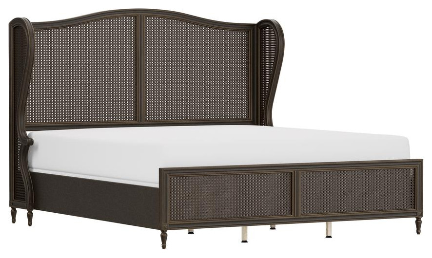 Hillsdale Furniture Sausalito Wood And Cane King Bed, Oiled Bronze ...