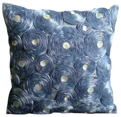 Mother Of Pearls Gray Pillow Covers, 22x22 Silk Pillow Covers, Vintage Paradise