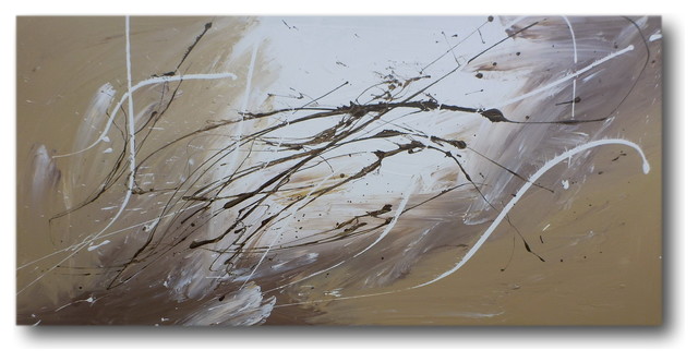 Abstract art canvas painting brown