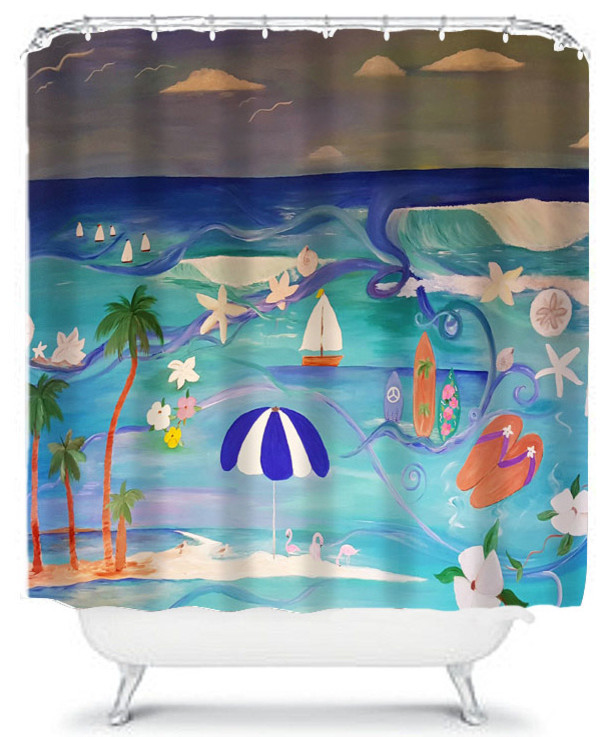 Beach Day Shower Curtain Beach Style Shower Curtains by Gifts by