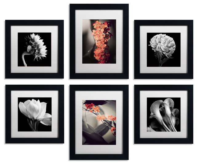 Floral Gallery Wall Collection' MultiPanel Matted Framed Canvas Art