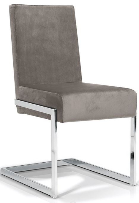 Modern Dining Chair, Velour Gray Fabric