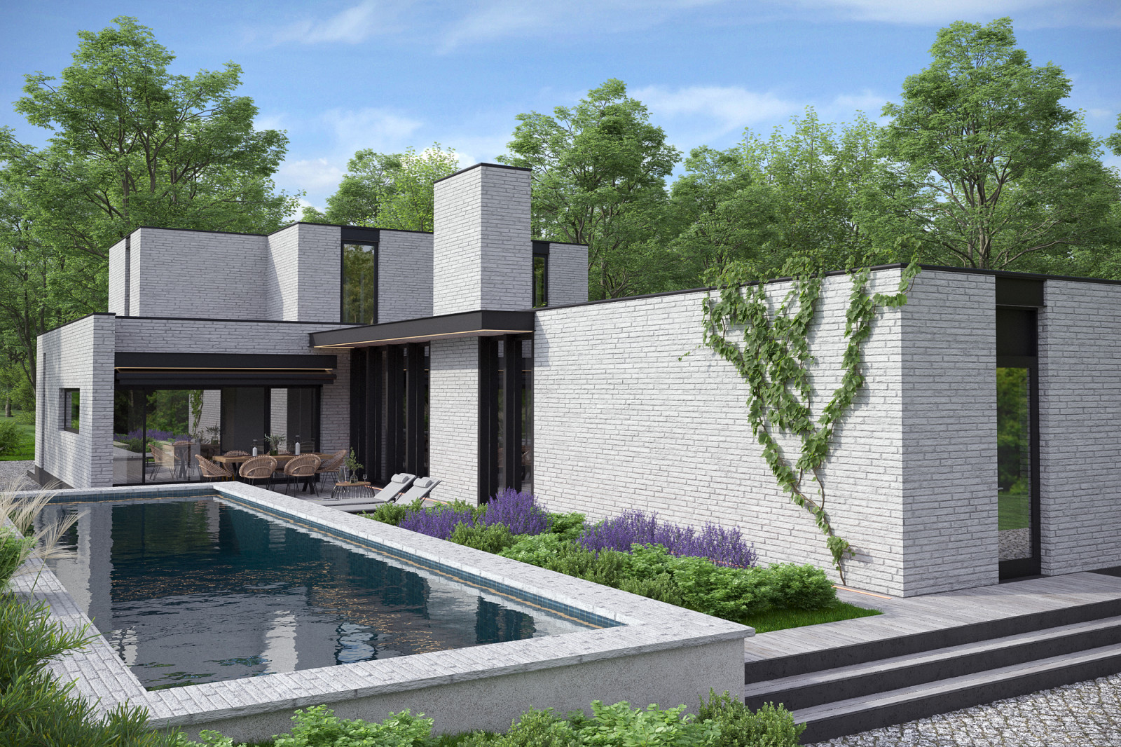 Современный дом с бассейном