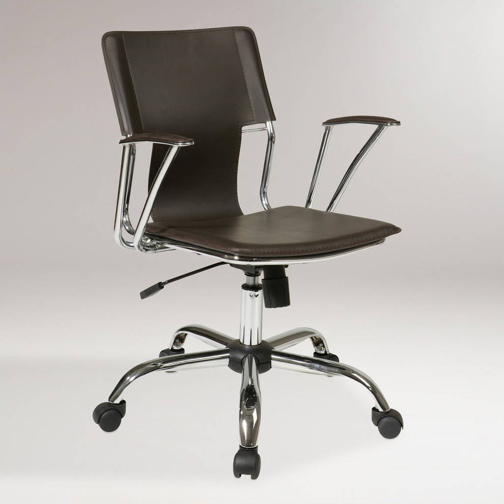 Contemporary Espresso Ethan Office Chair: Brown Fabric