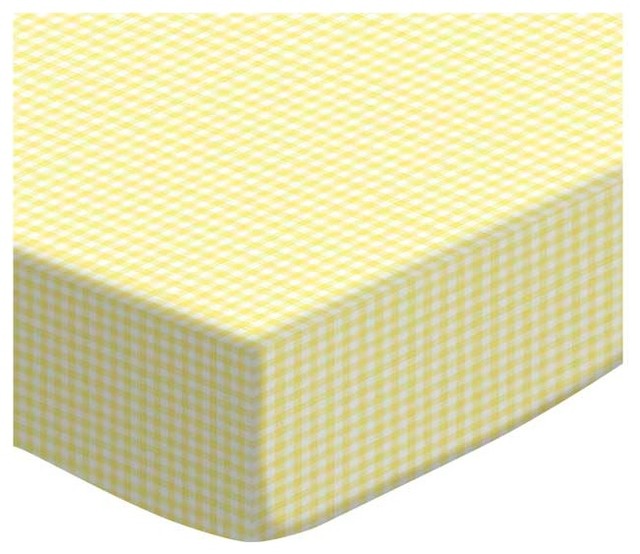 SheetWorld Extra Deep Fitted Portable/Mini Crib Sheet, Pastel Yellow Gingham