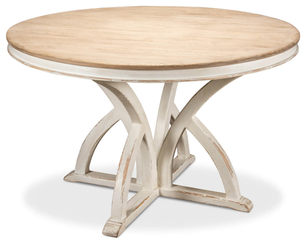 Rustic Round Pine Top Dining Table Farmhouse by English