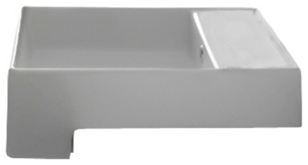 Square White Ceramic Semi-Recessed Sink, No Hole