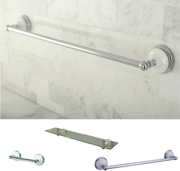 Brass/Chrome 3-Piece Shelf and Towel Bar Bathroom Accessory Set
