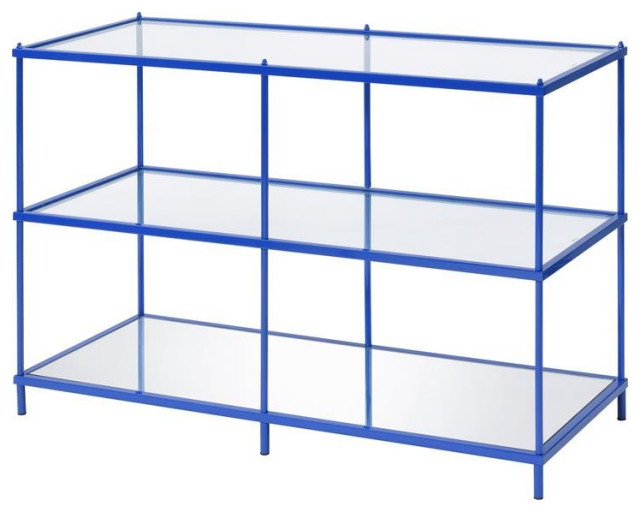 Furniture of America Mendry Metal 2-Shelf Console Table in Blue