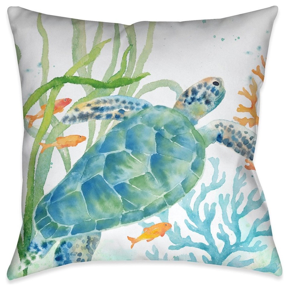 Laural Home Sea Life Turtle Indoor Decorative Pillow, 18"x18"