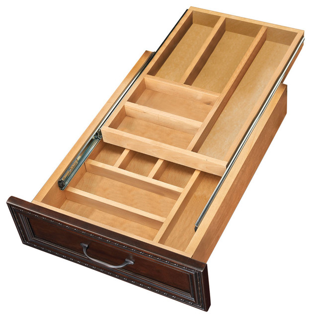 Rev A Shelf Two Tier Cutlery Drawer With Soft Close Slides View In   Transitional Kitchen Drawer Organizers 