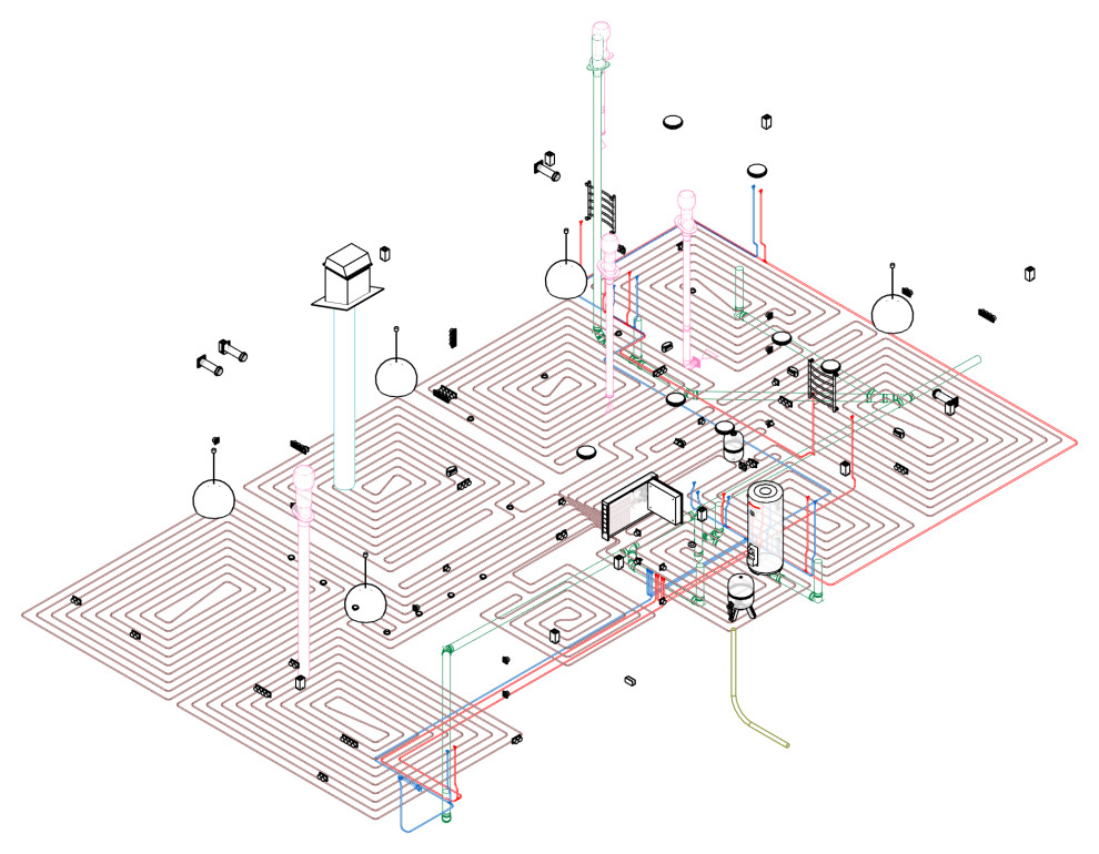 Общий вид инженерных систем здания