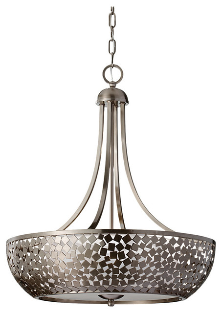 4 Zara Light Pendant With Mirror Mosaic Shade Transitional 4 Zara Light Pendant With Mirror Mosaic Shade Transitional Chandeliers By Elitefixtures