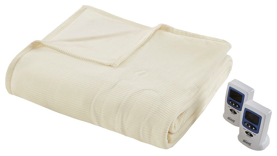 Beautyrest Electric Micro Fleece Heated Blanket, Full, Ivory
