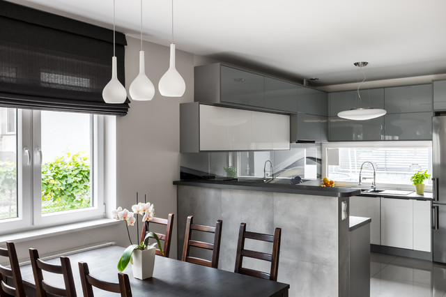 Cuisine ouverte grise modern-koek