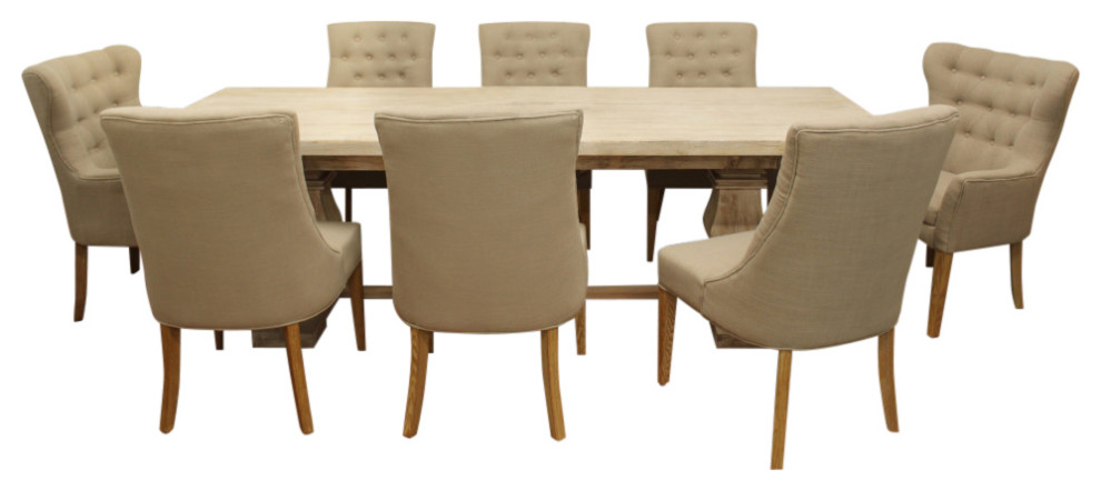 Benedict 9-Piece Dining Set - 90" Extension Table, 2 Arm Chairs, 6 Side Chairs