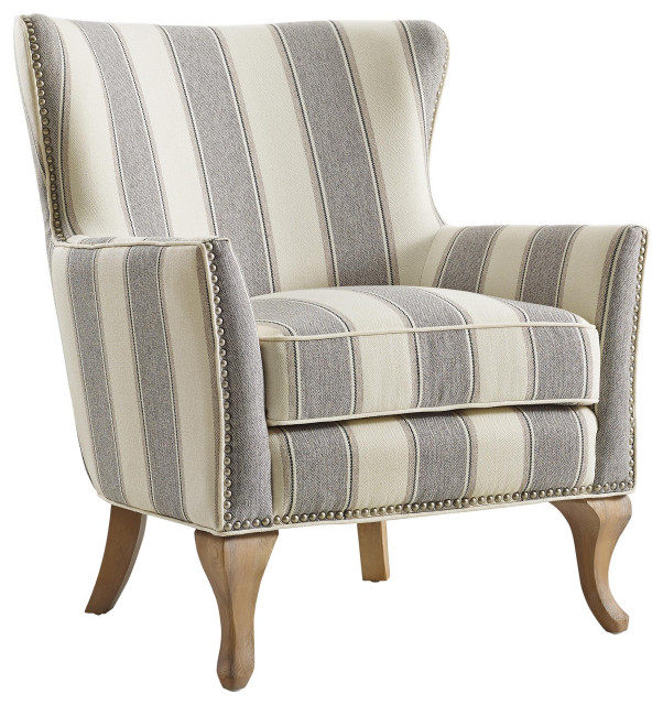 Comfortable Accent Chair, Padded Seat & Flared Arms With Nailhead