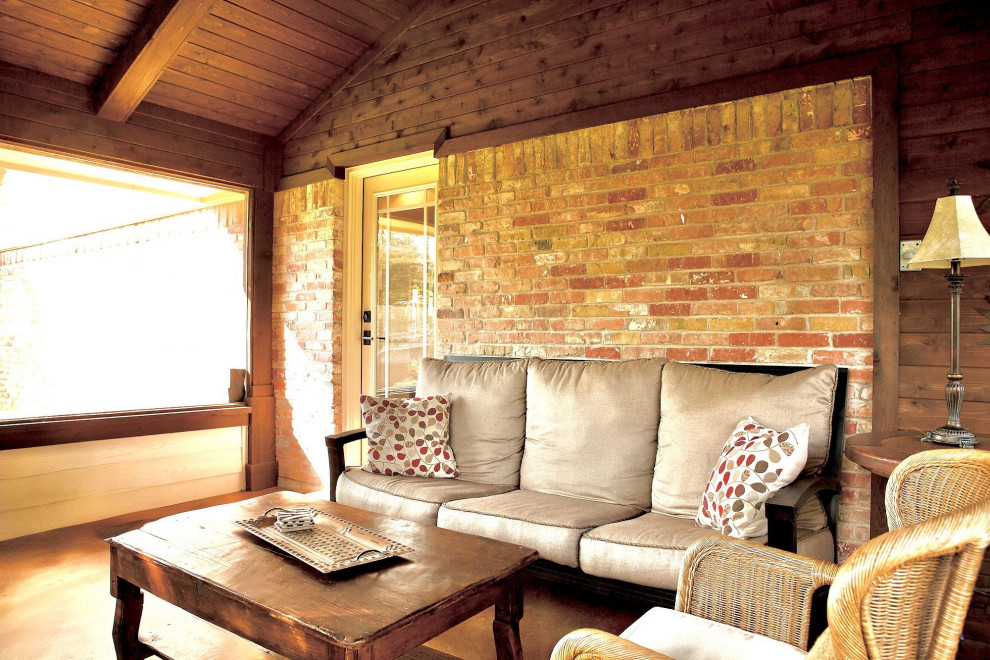 Lake Highlands Home Extension - Exterior cedar screened rear patio.