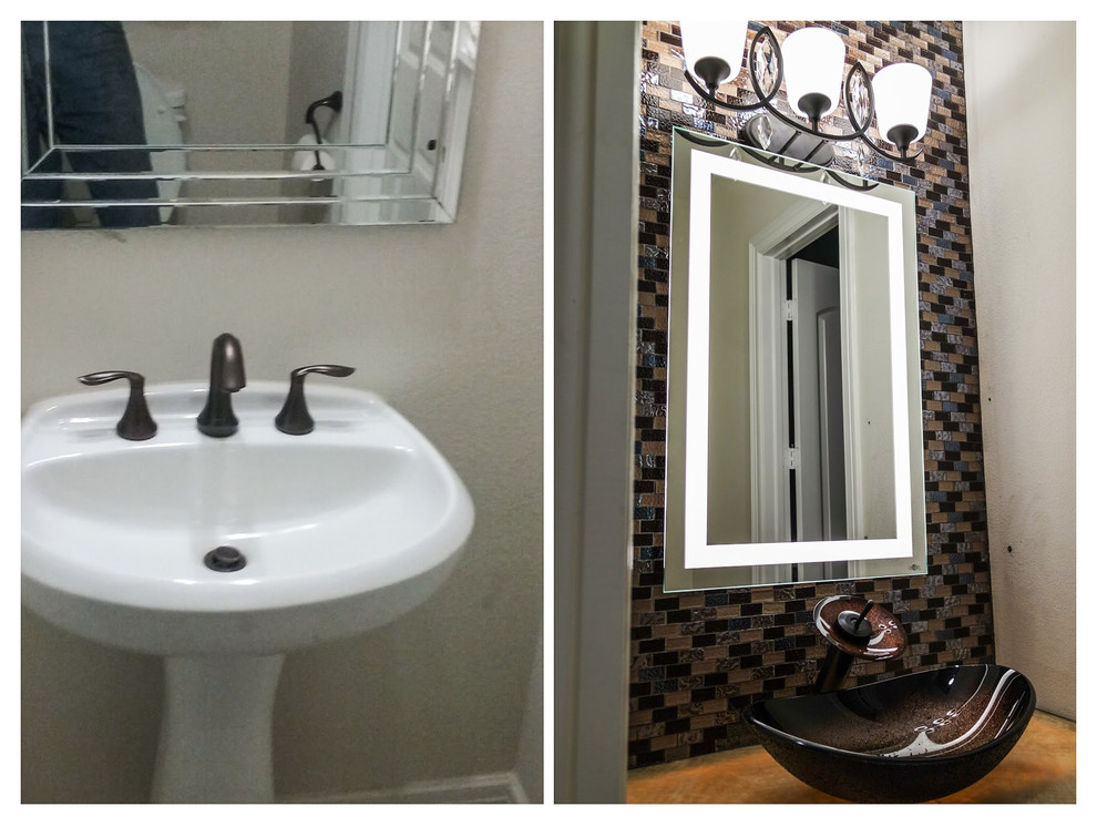 Example of a small minimalist powder room design in Houston