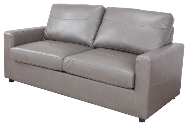 Bonded Leather Living Room Sleeper / Pull Out Sofa and Bed, Gray
