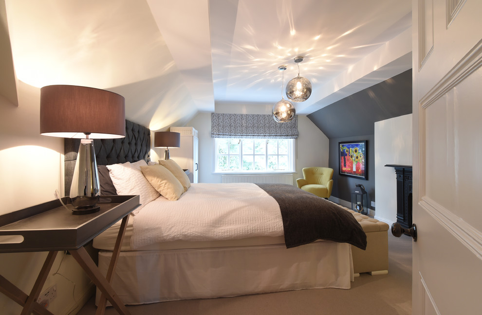 This is an example of a transitional bedroom in Manchester.