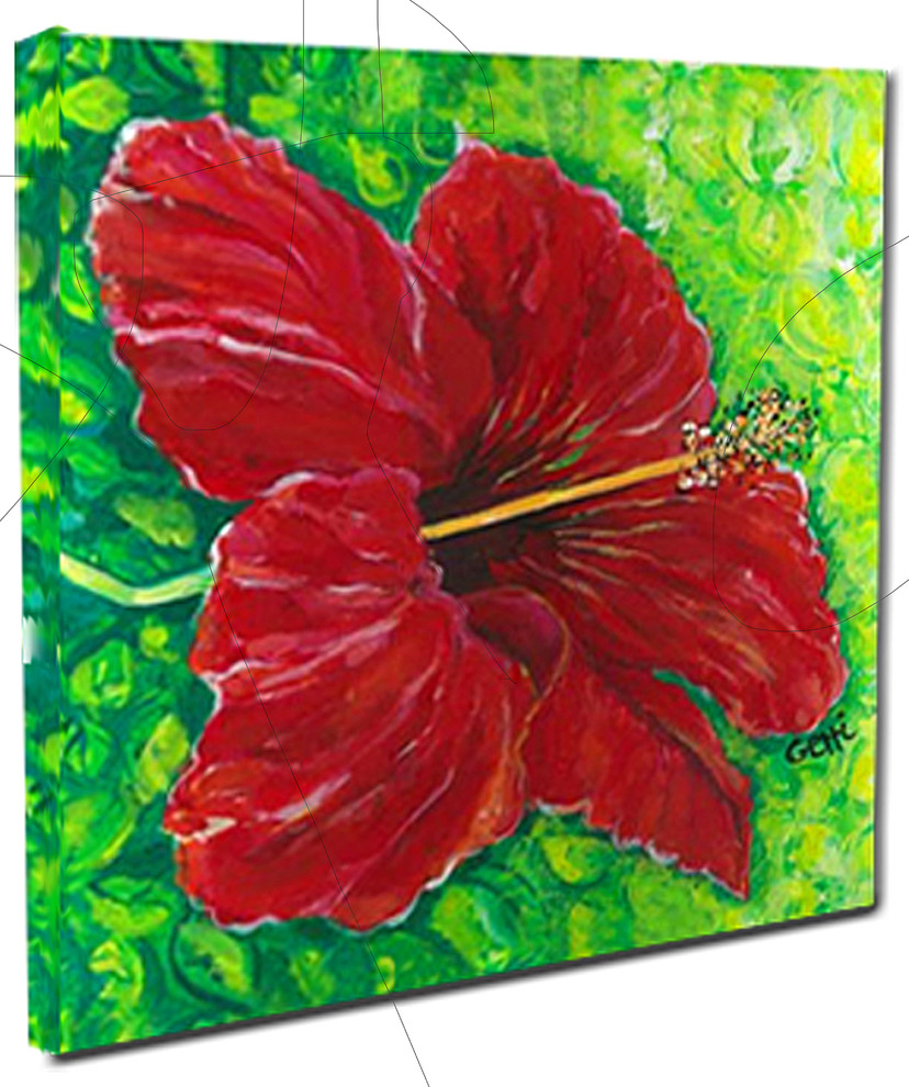 Vivid Hibiscus Canvas Art, 16x16"