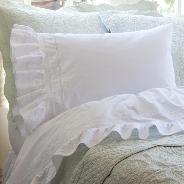 Elisa Egg Shell White Pillowcase Set Traditional Pillowcases