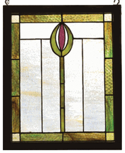 Meyda Lighting 98100 14"W X 17"H Spear Wood Frame Stained Glass Window